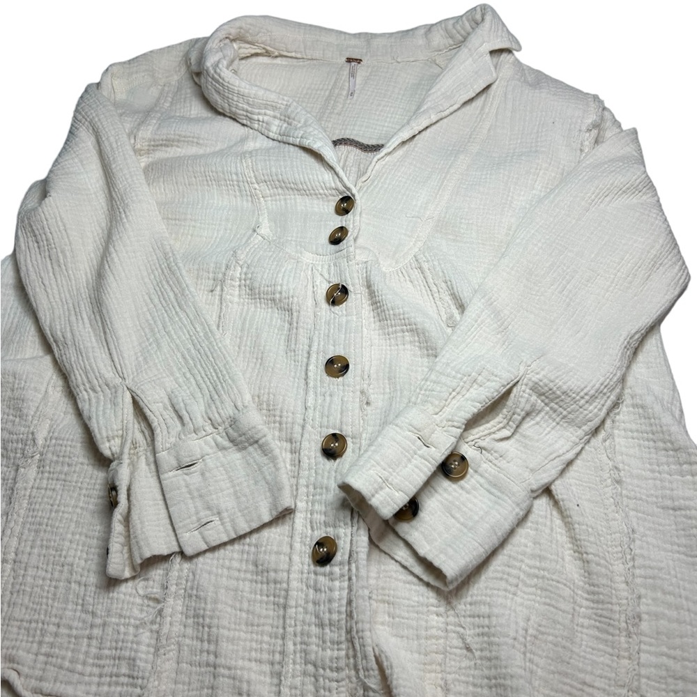 Free People Cream Button Down Shirt - Picture 7 of 10